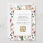 Elegante QR  Roze Gouden Bloem Achttiende Kaart (Achterkant)