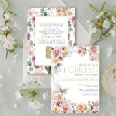 Elegante QR  Roze Gouden Bloem Achttiende Kaart