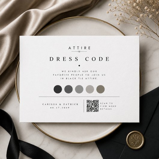 Elegante QR Trouwjurk Code Informatiekaartje