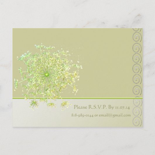 Elegante Queen Anne's Lace bruiloft uitnodiging (Achterkant)