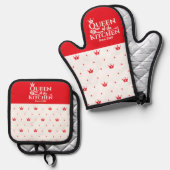 Elegante Queen Crown Chic Patroon Aangepast Ovenwant & Pannenlap Set (Voorkant / Achterkant)