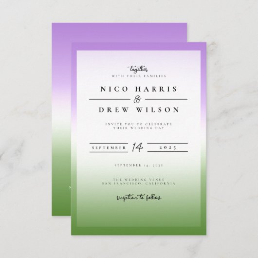 Elegante Queer Pride Bruiloft Kaart (Voorkant / Achterkant)