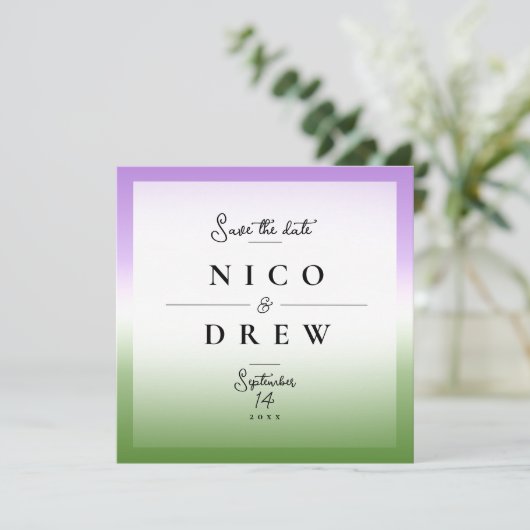 Elegante Queer Pride Bruiloft Save The Date (Staand voorkant)