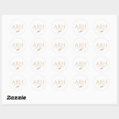 Elegante Quill Drieletter Monogram Oprichtingsdatu Ronde Sticker (Vel)