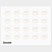 Elegante Quill Drieletter Monogram Oprichtingsdatu Ronde Sticker (Vel)