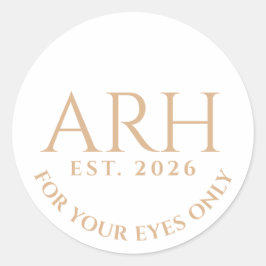 Elegante Quill Drieletter Monogram Oprichtingsdatu Ronde Sticker