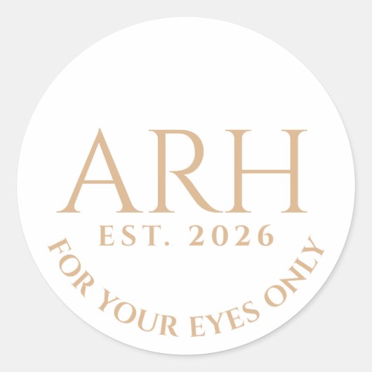 Elegante Quill Drieletter Monogram Oprichtingsdatu Ronde Sticker (Voorkant)