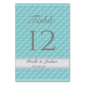 Elegante quilt blauwgroen zilveren trouwtafel numm kaart (Achterkant)