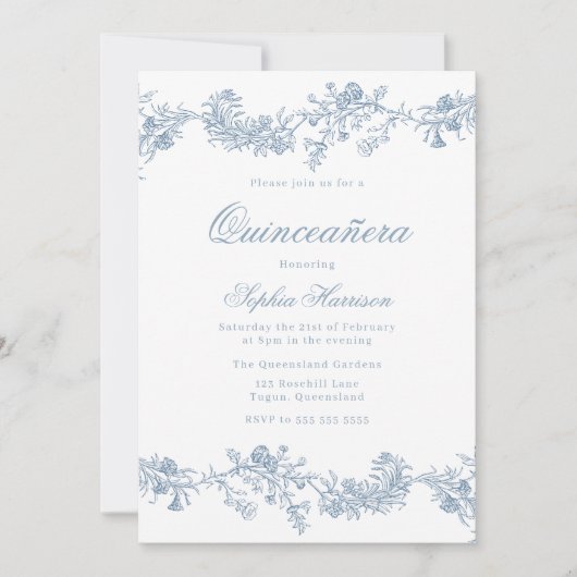  Elegante Quinceanera 15e Partij Kaart (Voorkant)