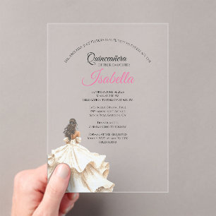 Elegante Quinceanera 15e verjaardag Acryl Uitnodigingen