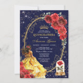 Elegante Quinceañera Betoverde Rode Rozen Bloemen Kaart (Voorkant)