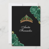 Elegante Quinceanera Black Emerald Green uitnodigi Kaart (Achterkant)