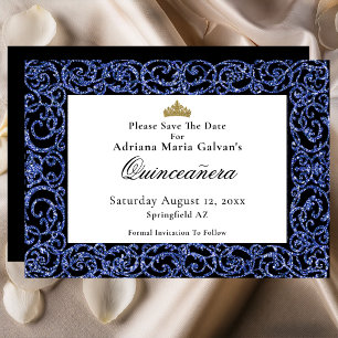 Elegante Quinceanera Blauwe Krulwerk Bewaar De Dat Save The Date