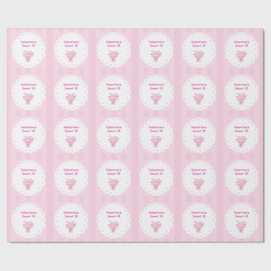 Elegante Quinceañera bloemboeket | Roze & Wit  Cadeaupapier (Vlak)