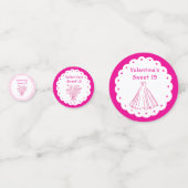 Elegante Quinceañera bloemboeket | Roze & Wit  Confetti (Voorkanten)