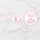 Elegante Quinceañera bloemboeket | Roze & Wit  Confetti (Achterkanten)