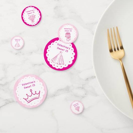 Elegante Quinceañera bloemboeket | Roze & Wit  Confetti (Groep)