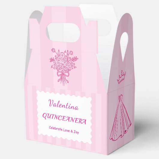 Elegante Quinceañera bloemenboeket | Roze & Wit Bedankdoosjes (Geopend)