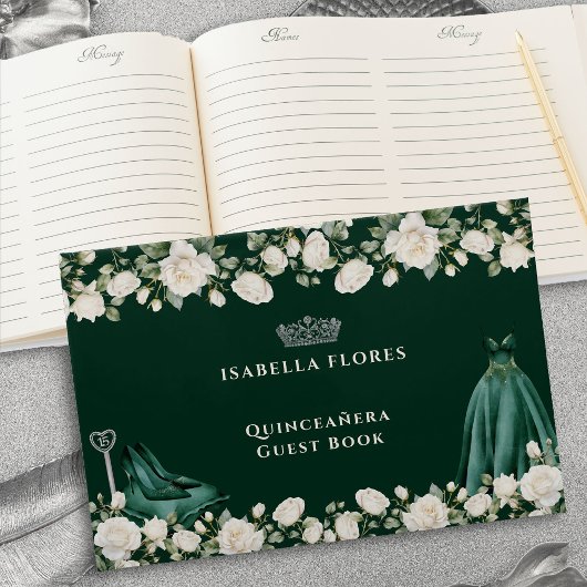 Elegante Quinceanera Bloemenprinses jurk groen Gastenboek