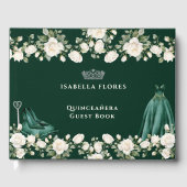 Elegante Quinceanera Bloemenprinses jurk groen Gastenboek (Voorkant)