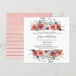 Elegante Quinceanera, Blush en Dusty Blue Floral Kaart