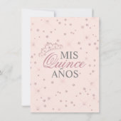 Elegante Quinceañera Blush Roze Rose Jurk Save The Date (Achterkant)