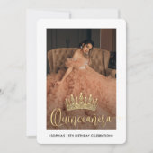 Elegante Quinceañera Crown Modern 2 foto wit Kaart (Voorkant)