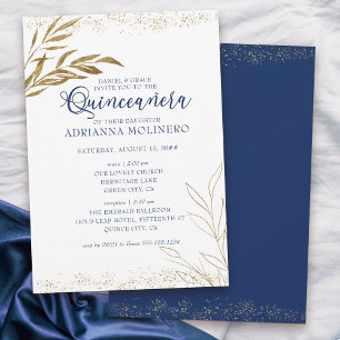 Elegante Quinceanera en Misa Koningsblauw Goud bla Kaart