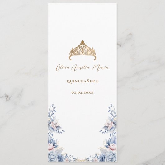 Elegante Quinceanera Gold Tiara Floral menu (Achterkant)