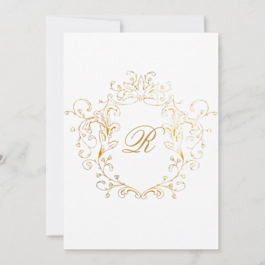 Elegante Quinceanera Gold White uitnodiging (Achterkant)