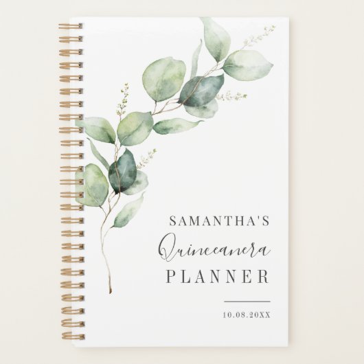 Elegante Quinceanera groen 15e verjaardag Planner (Voorkant)