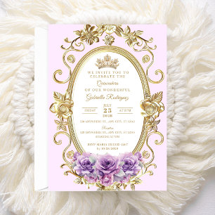 Elegante Quinceañera Invitation Floral lila Z6 Kaart