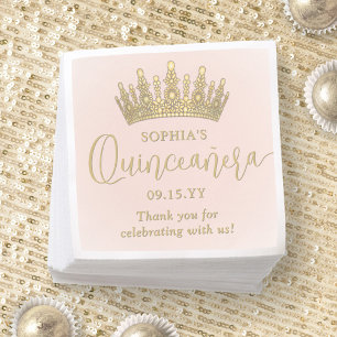 Elegante Quinceañera-kroon Chic Roze en Goud Servet