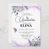 Elegante Quinceañera Lila lavendelvlinder Kaart (Voorkant)