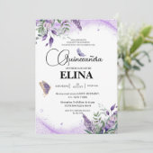 Elegante Quinceañera Lila lavendelvlinder Kaart (Staand voorkant)