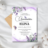 Elegante Quinceañera Lila lavendelvlinder Kaart
