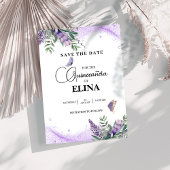 Elegante Quinceañera Lila lavendelvlinder Save The Date