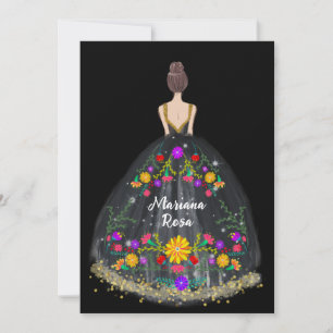 Elegante Quinceanera Mexicaanse Fiesta Bloemen Ver Kaart