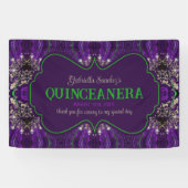 Elegante Quinceanera Paarse Groene Glitter Party Spandoek (Horizontaal)