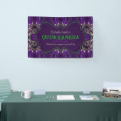 Elegante Quinceanera Paarse Groene Glitter Party Spandoek (Beurs)