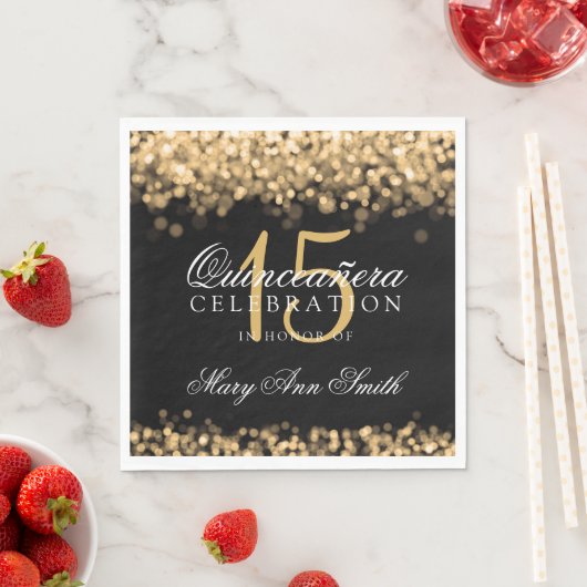 Elegante Quinceanera Party Gold Lights Servet (Insitu)