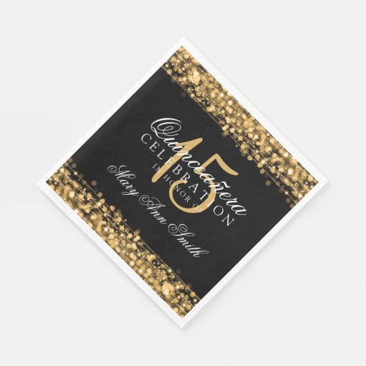 Elegante Quinceanera Party Sparkles Gold Servetten (Hoek)
