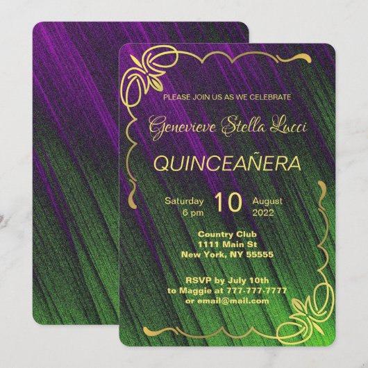 Elegante Quinceañera Party uitnodiging (Voorkant / Achterkant)