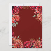 Elegante Quinceanera - Rode Roos Goud Kaart (Achterkant)