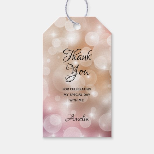 Elegante Quinceañera Roze Blush Favor  Cadeaulabel (Voorkant)