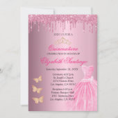 Elegante Quinceañera Roze en Gouden Glitter Drips Kaart (Voorkant)
