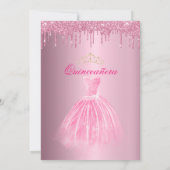Elegante Quinceañera Roze en Gouden Glitter Drips Kaart (Achterkant)