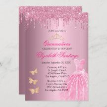 Elegante Quinceañera Roze en Gouden Glitter Drips