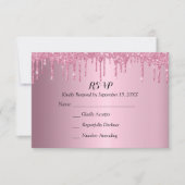 Elegante Quinceañera Roze en Gouden Glitter Drips RSVP Kaartje (Voorkant)
