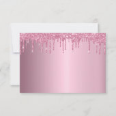 Elegante Quinceañera Roze en Gouden Glitter Drips RSVP Kaartje (Achterkant)